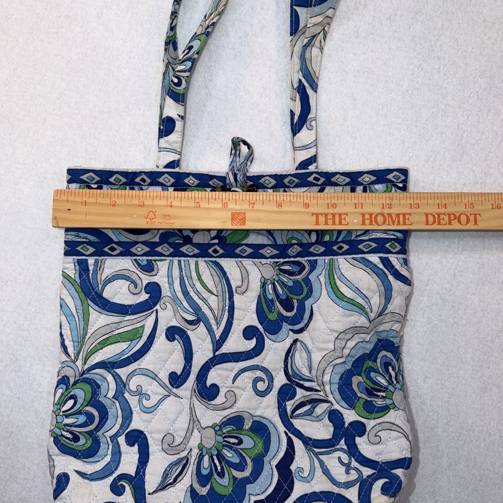 Vera Bradley‎ Quilted Medium Shoulder Bag Purse Mediterranean Blue White Floral - Picture 5 of 14